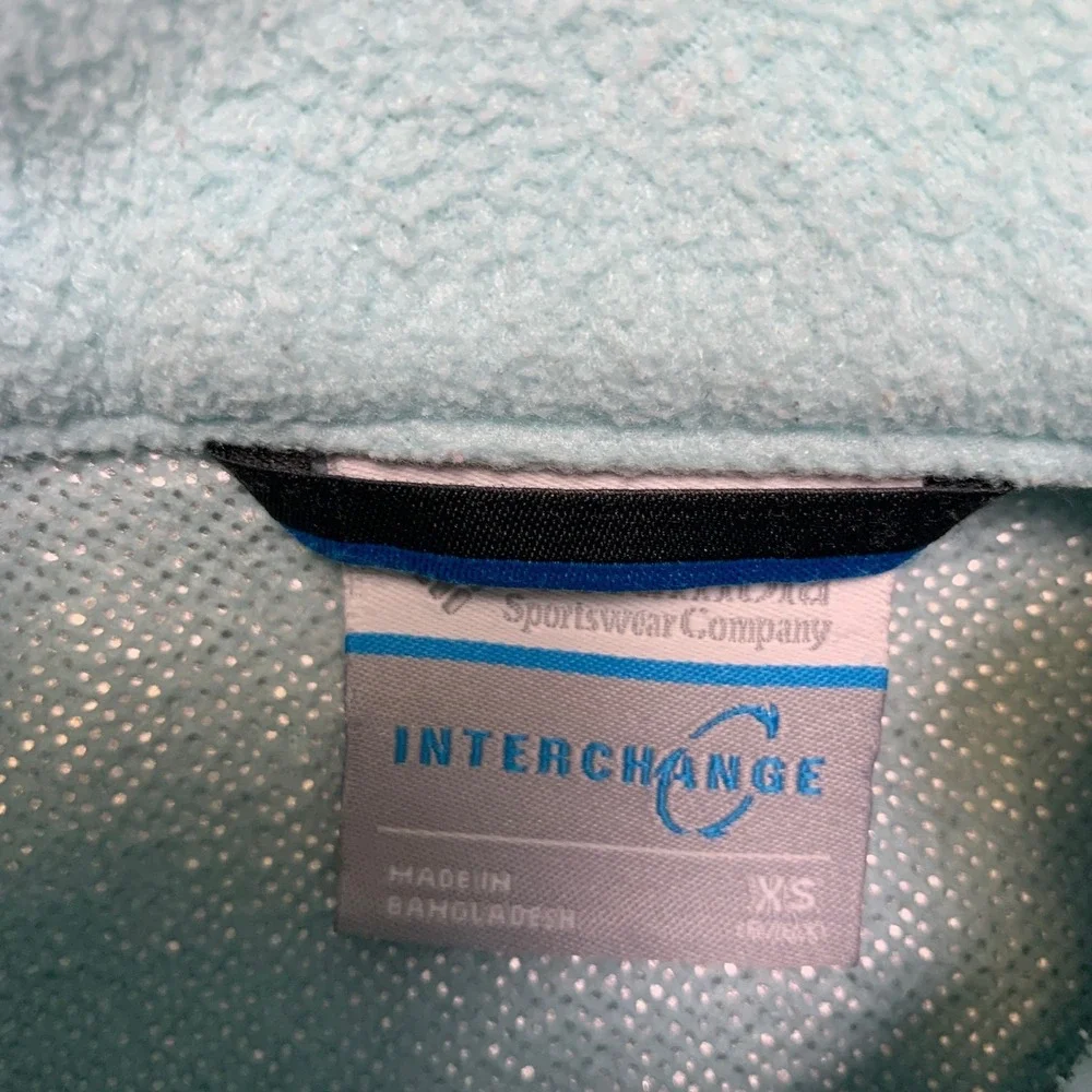 Columbia Fleece Jacket Girls XS Aqua Logo Mock Neck Long Sleeve Full Zip Winter